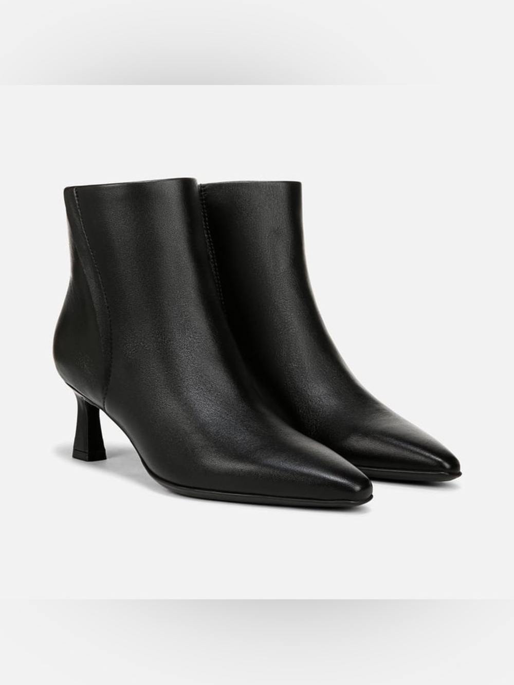 Naturalizer Black Pointed Toe Leather Kitten Heel Ankle Boots